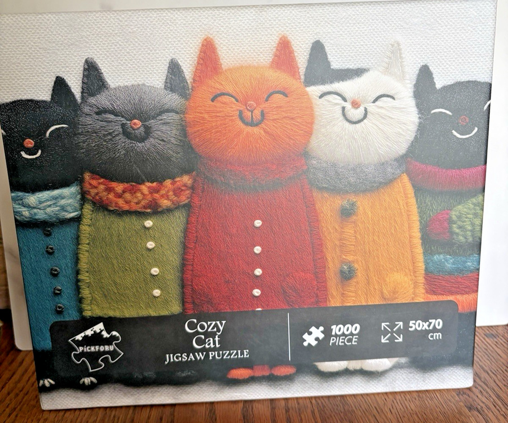 PICKFORU Jigsaw Puzzle 1000 pcs Colorful Yarn Made Cozy Cat PT-1248 Feline Smile